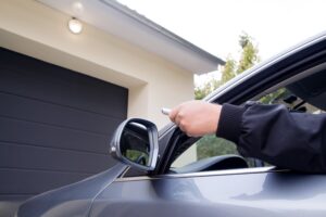 opening a garage door without leaving a car